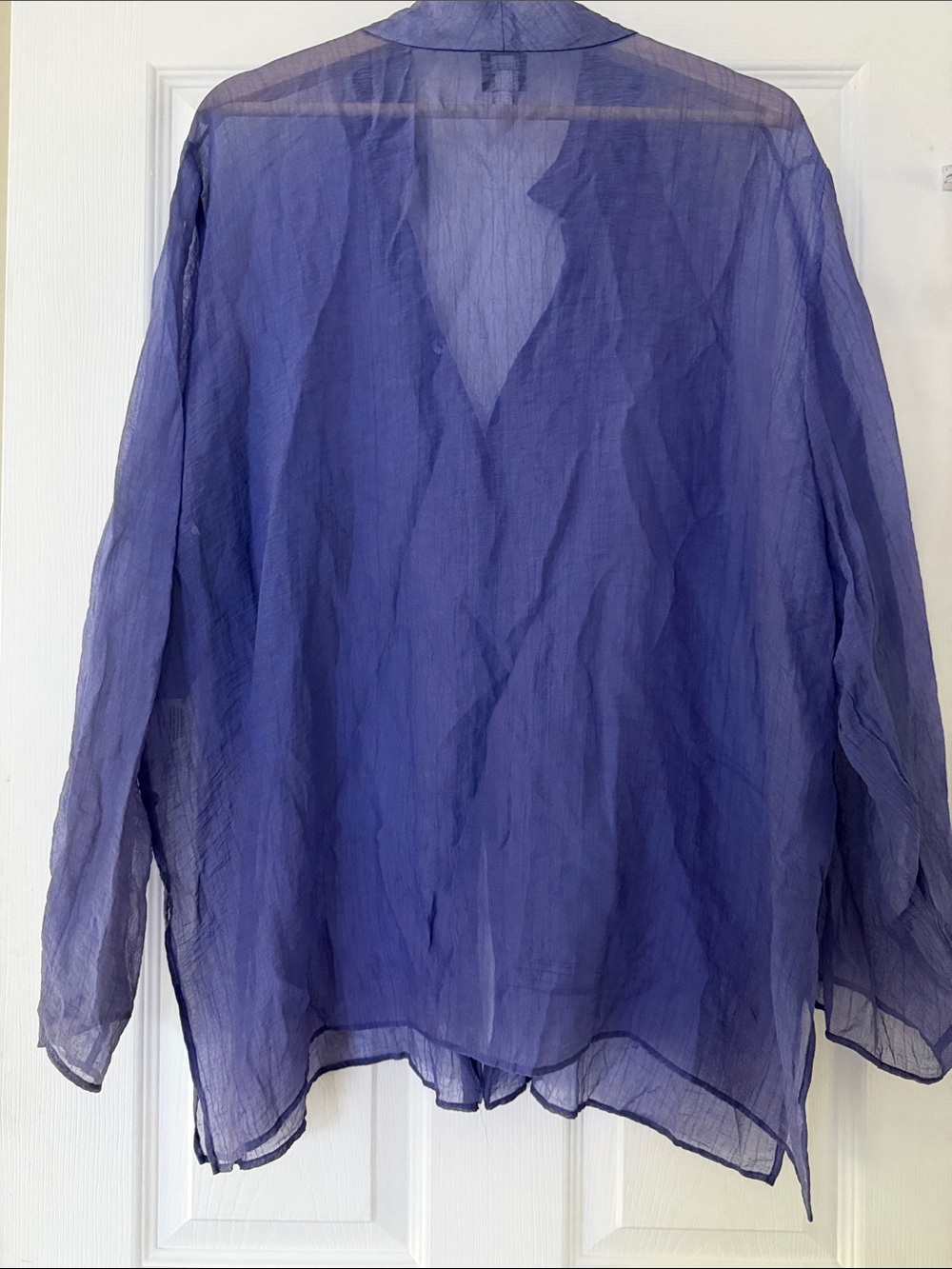 Eileen Fisher Violet Sheer Button-Down Shirt - Picture 6 of 8